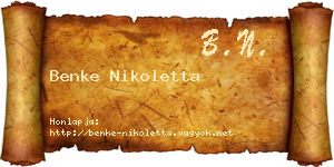 Benke Nikoletta névjegykártya