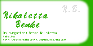 nikoletta benke business card